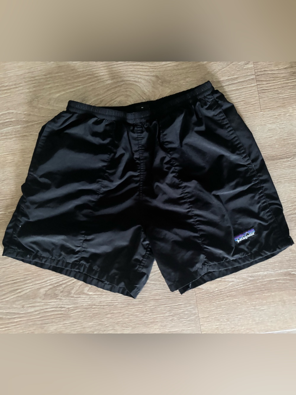 Patagonia Black Athletic Nylon Shorts with Logo